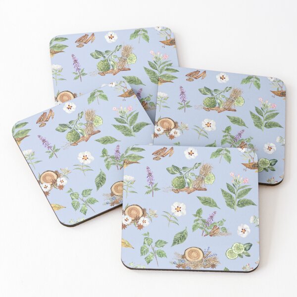 Item preview, Fragrant Plants Botanical Pattern on Blue designed and sold by Flowersforbear.