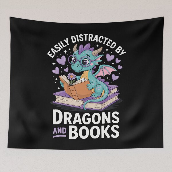 Item preview, Easily Distracted By Dragons And Books designed and sold by malhanasbih.