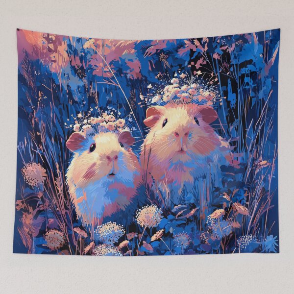 Item preview, Dreamy Guinea Pigs in a Blue Meadow designed and sold by Alice-Dreamy-Prints.