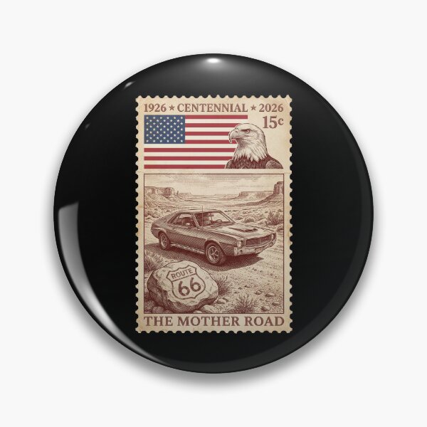Item preview, Route 66 Centennial Painted Rock Desert - Retro Muscle Car Stamp designed and sold by G350.