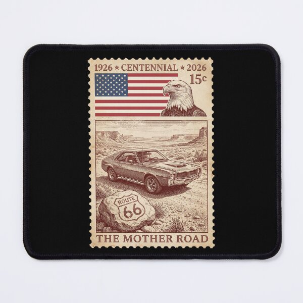 Item preview, Route 66 Centennial Painted Rock Desert - Retro Muscle Car Stamp designed and sold by G350.