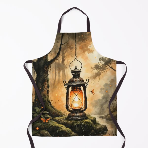 Item preview, Warm Lantern Light in Misty Woods Atmospheric Watercolor Art designed and sold by IdeaSmith.