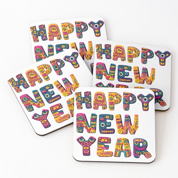 Item preview, Happy New Year Colorful Typography Illustration designed and sold by DesignArtist.ia.
