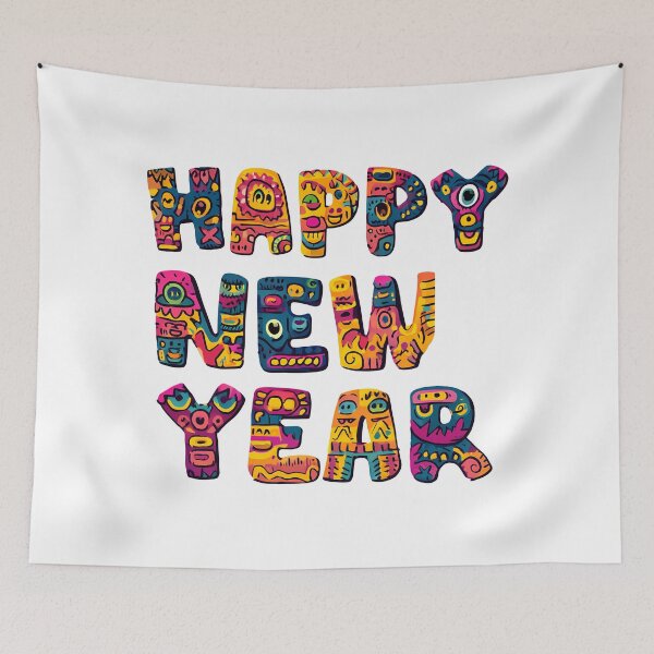 Item preview, Happy New Year Colorful Typography Illustration designed and sold by DesignArtist.ia.