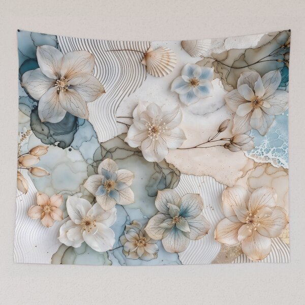 Item preview, Abstract Blue and Beige Floral Nautical Collage designed and sold by SolaoLab.