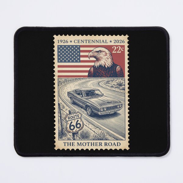 Item preview, Route 66 Centennial Curved Highway - Classic Muscle Stamp Art designed and sold by G350.