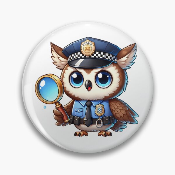 Item preview, Cute Police Owl Detective with Magnifying Glass designed and sold by LunaPixelStudio.