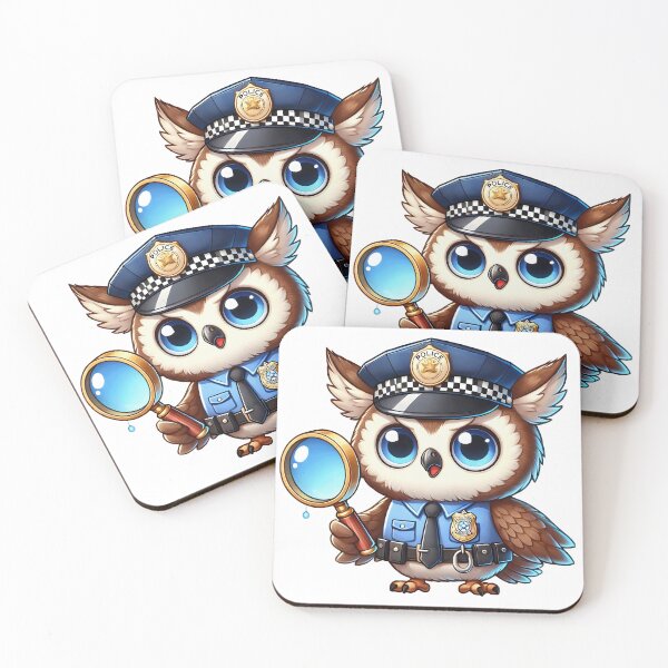 Item preview, Cute Police Owl Detective with Magnifying Glass designed and sold by LunaPixelStudio.