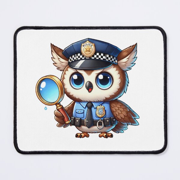 Item preview, Cute Police Owl Detective with Magnifying Glass designed and sold by LunaPixelStudio.