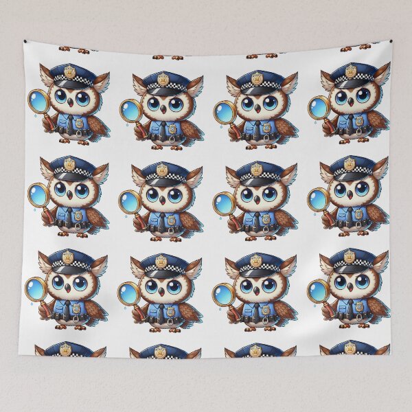 Item preview, Cute Police Owl Detective with Magnifying Glass designed and sold by LunaPixelStudio.