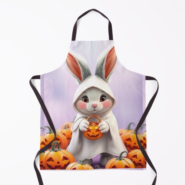 Item preview, Kawaii Bunny in Ghost Costume – Cozy Pumpkin Halloween Tee designed and sold by ArmaanArts.