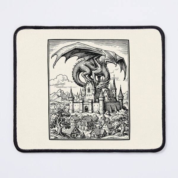 Item preview, Dragon Castle Vintage Medieval Dark Art Grimdark designed and sold by Y-Vibes.