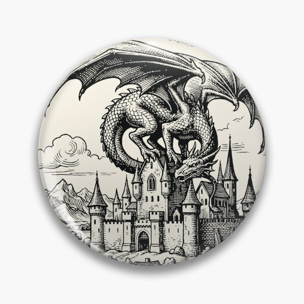 Item preview, Dragon Castle Vintage Medieval Dark Art Grimdark designed and sold by Y-Vibes.