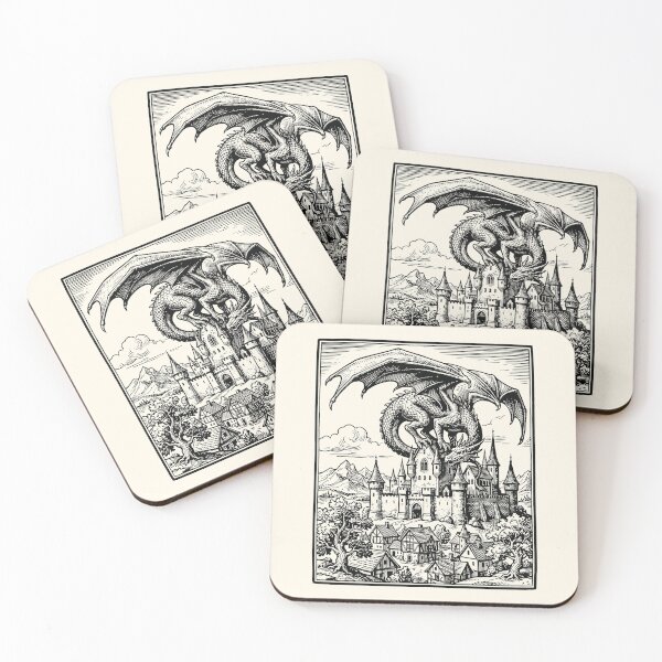 Item preview, Dragon Castle Vintage Medieval Dark Art Grimdark designed and sold by Y-Vibes.