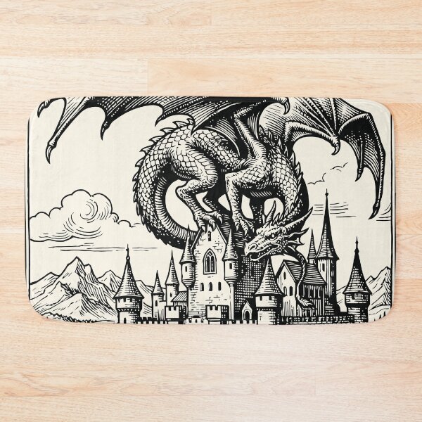 Item preview, Dragon Castle Vintage Medieval Dark Art Grimdark designed and sold by Y-Vibes.