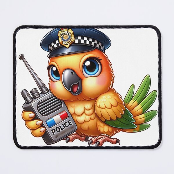 Item preview, Cute Police Parrot Officer with Walkie-Talkie designed and sold by LunaPixelStudio.