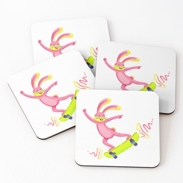 Item preview, Funny Pink Bunny on Skateboard Vector Illustration Graphic Sticker designed and sold by DiNata.