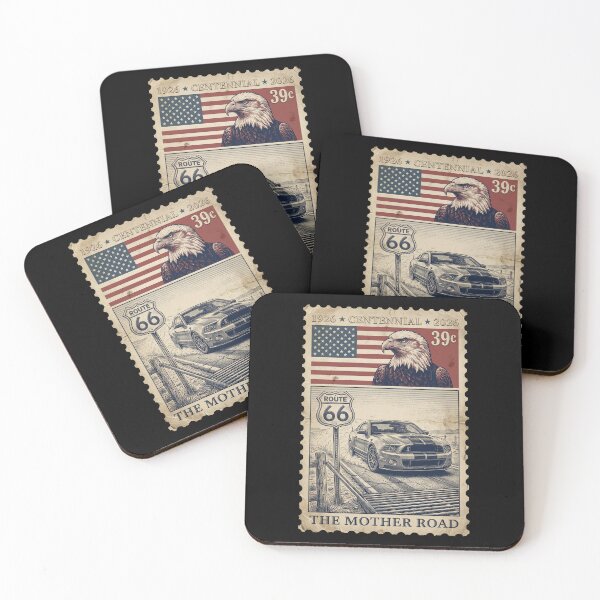 Item preview, Route 66 Centennial Modern Pony Car - Cattle Guard Stamp Art designed and sold by G350.