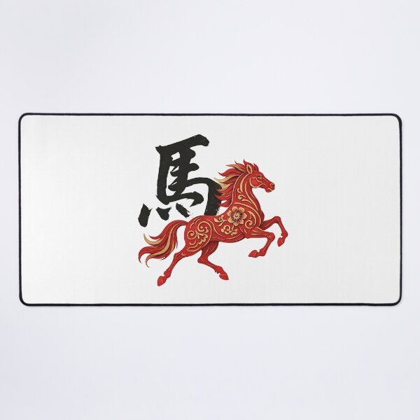 Item preview, Chinese Calligraphy Horse - Red & Gold Lunar Zodiac designed and sold by Balasan.