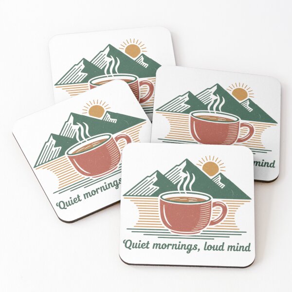 Item preview, Quiet Mornings Loud Mind Retro Mountain Coffee Art designed and sold by Dariusz.K.