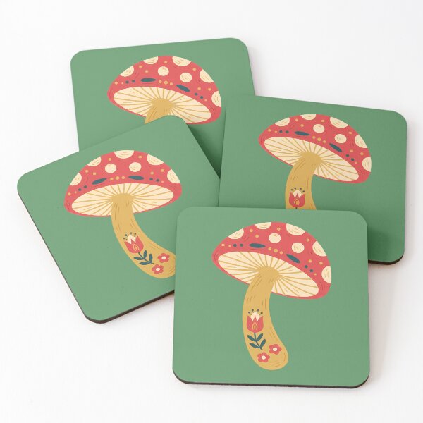 Item preview, Red‑Capped Mushroom & Motifs STICKER/MAGNET PACK – Scandinavian Folk Art by heidiannemorris © designed and sold by FOLK ART FUSION by heidiannemorris.