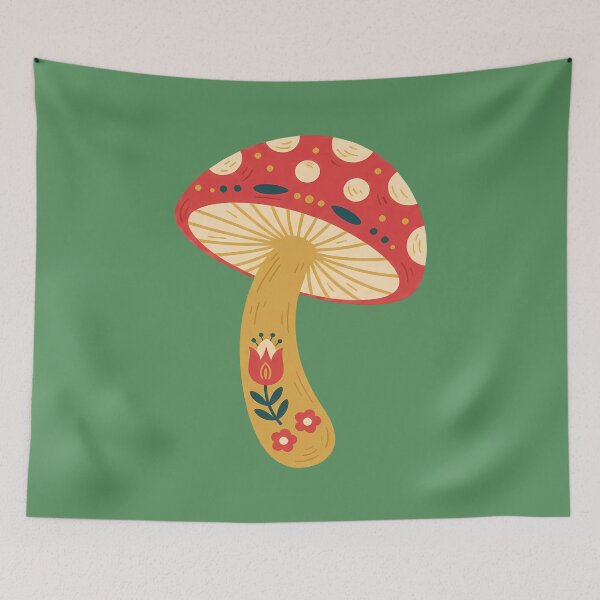 Item preview, Red‑Capped Mushroom & Motifs STICKER/MAGNET PACK – Scandinavian Folk Art by heidiannemorris © designed and sold by FOLK ART FUSION by heidiannemorris.