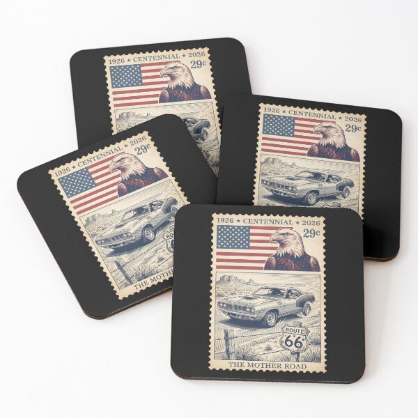 Item preview, Route 66 Centennial Muscle Car Drifting - Vintage Action Stamp designed and sold by G350.