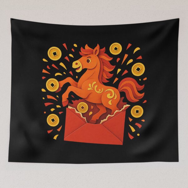 Item preview, Cute Lucky Horse Bursting from Red Envelope - Lunar New Year designed and sold by Balasan.