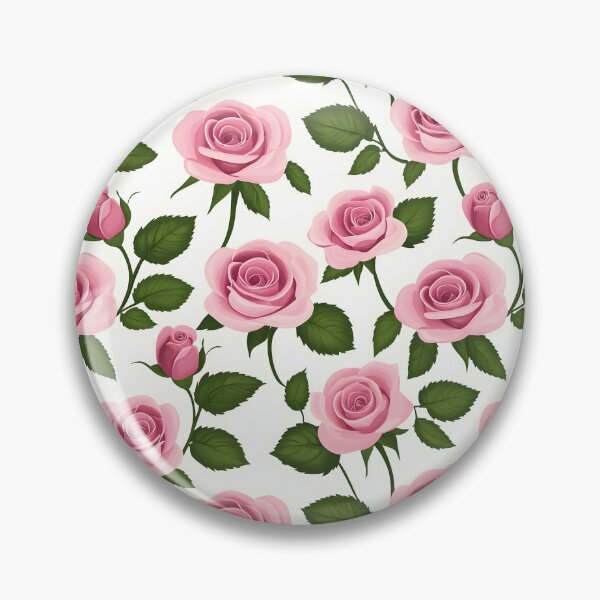 Item preview, The image showcases a delightful floral pattern featuring pink roses in full bloom and buds, complemented by verdant leaves and stems against a clean white backdrop. designed and sold by rujlaphusstudio.