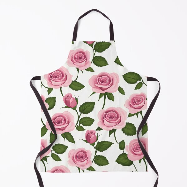 Item preview, The image showcases a delightful floral pattern featuring pink roses in full bloom and buds, complemented by verdant leaves and stems against a clean white backdrop. designed and sold by rujlaphusstudio.