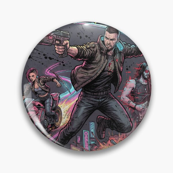 Item preview, Cyberpunk 2077 Night City V Johnny Silverhand Keanu Reeves Phantom Liberty Arasaka Militech Cyberware Collage Fan Art Poster T-Shirt Sticker Print Gift designed and sold by Senpaiwaves.
