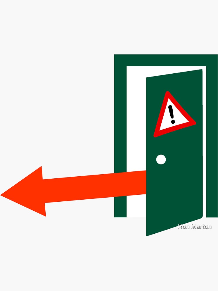 "Emergency Door Release Sticker Left Arrow" Sticker for Sale by RonMarton Redbubble