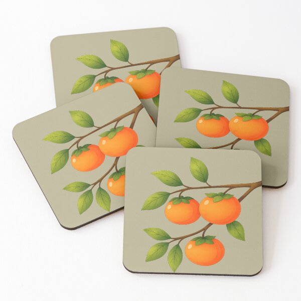 Item preview, Ripe Autumn Persimmon Branch - Oriental Symbol of Success and Abundance designed and sold by Fantabulous.