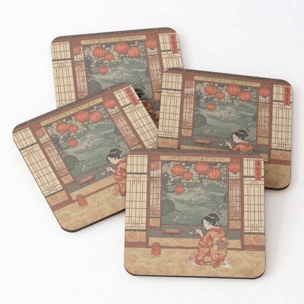 Item preview, Ukiyo E Teahouse Interior Woman With Lanterns Japanese Art designed and sold by Vandy Fullam.