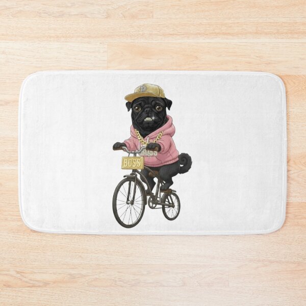 Item preview, Black pug in Boss mode on a vintage bicycle designed and sold by CHRIST5000.