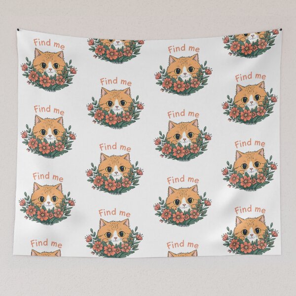 Item preview, Cat and flowers designed and sold by PrintLabStudio.