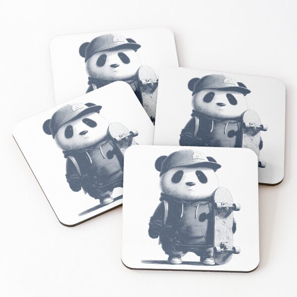 Item preview, Cool Skateboard Bear Character – Vintage Skater Panda Art Print designed and sold by Gaviani Design Studio.