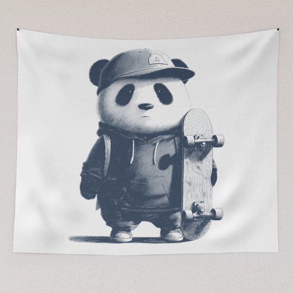 Item preview, Cool Skateboard Bear Character – Vintage Skater Panda Art Print designed and sold by Gaviani Design Studio.