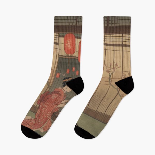 Item preview, Ukiyo E Teahouse Interior Two Women With Lanterns Art designed and sold by Vandy Fullam.
