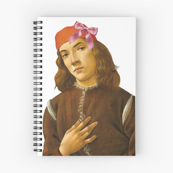 Item preview, Coquette Botticelli Boy - Renaissance Art Parody with Pink Bow designed and sold by Open Canvas.