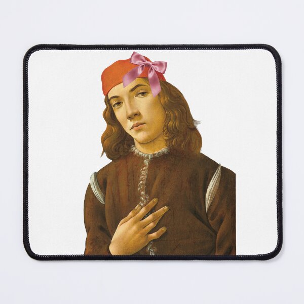 Item preview, Coquette Botticelli Boy - Renaissance Art Parody with Pink Bow designed and sold by Open Canvas.