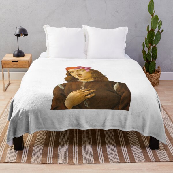 Item preview, Coquette Botticelli Boy - Renaissance Art Parody with Pink Bow designed and sold by Open Canvas.