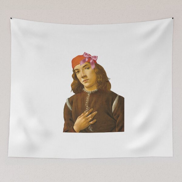 Item preview, Coquette Botticelli Boy - Renaissance Art Parody with Pink Bow designed and sold by Open Canvas.
