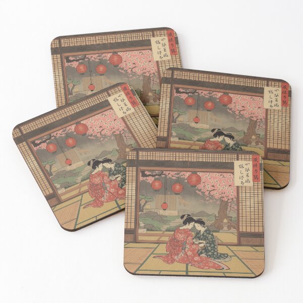 Item preview, Utamaro Style Japanese Women Tea Ceremony Ukiyo-e Art Traditional Teahouse Red Lanterns designed and sold by Vandy Fullam.