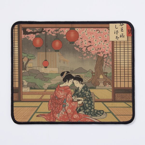 Item preview, Utamaro Style Japanese Women Tea Ceremony Ukiyo-e Art Traditional Teahouse Red Lanterns designed and sold by Vandy Fullam.