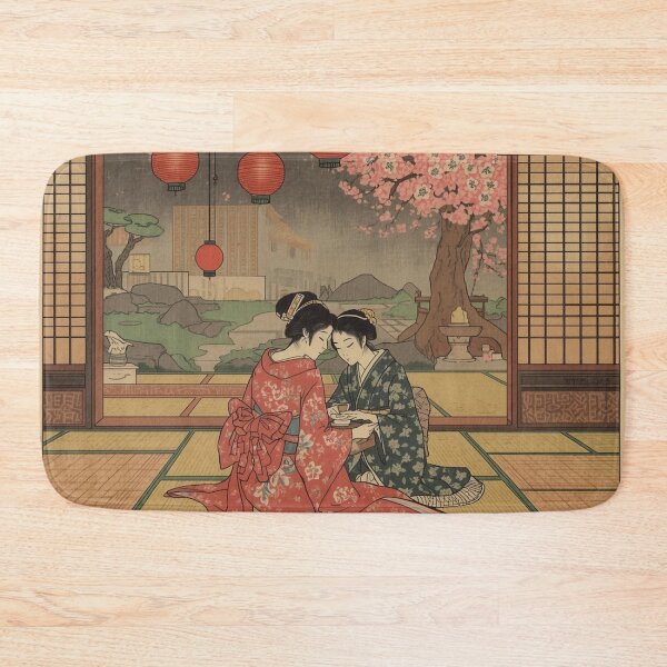 Item preview, Utamaro Style Japanese Women Tea Ceremony Ukiyo-e Art Traditional Teahouse Red Lanterns designed and sold by Vandy Fullam.