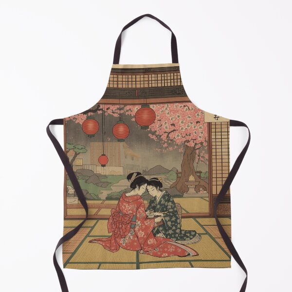 Item preview, Utamaro Style Japanese Women Tea Ceremony Ukiyo-e Art Traditional Teahouse Red Lanterns designed and sold by Vandy Fullam.