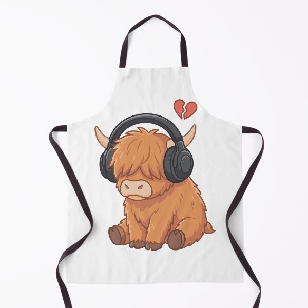 Item preview, Sad Songs Club - Emo Highland Cow with Headphones designed and sold by Petzzz.