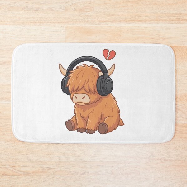 Item preview, Sad Songs Club - Emo Highland Cow with Headphones designed and sold by Petzzz.