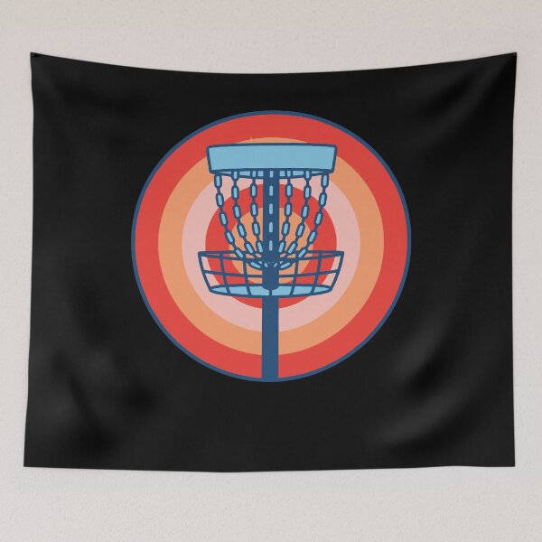 Item preview, Disc Golf Basket Retro Flying Disc Golfing Scene designed and sold by LuminOrb.